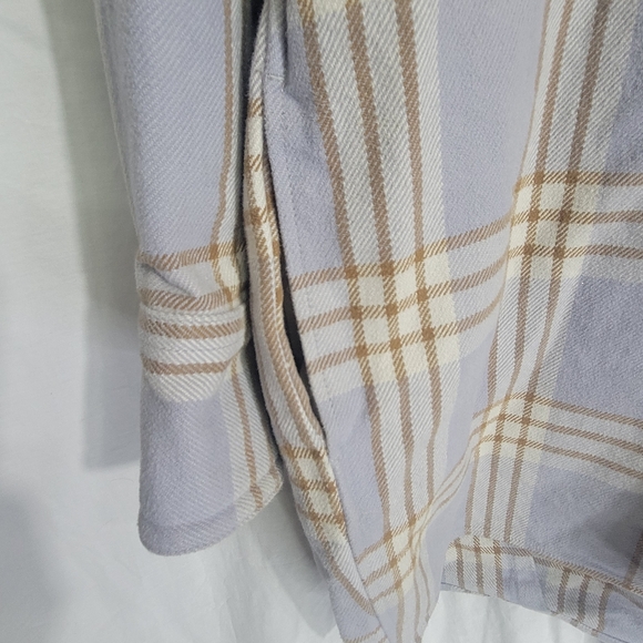 Moussy Oversized Women's Heavy Flannel Plaid Shacket shirt jacket lagenlook rare - Picture 2 of 10